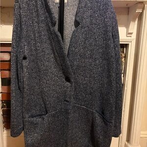 Old Navy Navy Textured Open-Front Trench Coat